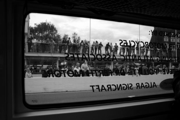 Awaiting the apocalypse. Fevered Mutterings image - Crowds seen from ambulance window, Festival of Slow, Mongol Rally 2011- Mike Sowden